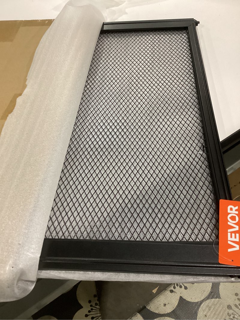Condition photo showing Good Condition for vevor rv screen door protector, 22.5 x 20 inch door grille, easy to install and disassemble, reinforced breathable protective mesh, aluminum alloy camper rv entry protector for pet protection, black 20 x 22.5 in