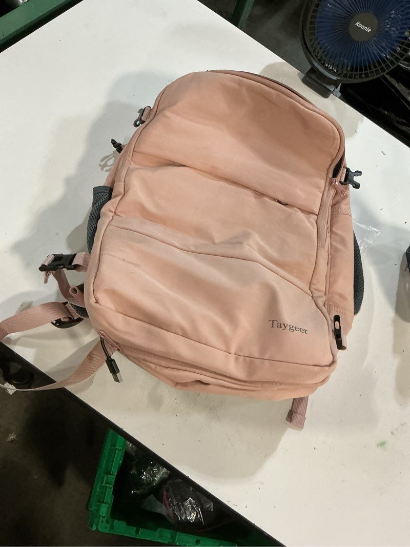 Condition photo showing As Is for taygeer travel backpack for women, carry on backpack with water bottle pocket & shoe pouch, tsa 15.6inch laptop mochila flight approved, nurse bag casual daypack for weekender business hiking, pink large amourpink