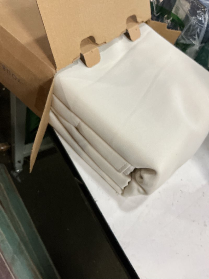 Condition photo showing New/Like New for miulee beige white back tab blackout curtains 84 inch length 2 panels set for living room bedroom privacy, rod pocket/pinch pleat thermal insulated room darkening pleated light blocking drapes beige white 52"w x 84"l (pack of 2)