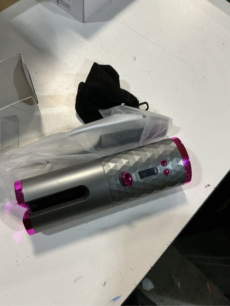 Condition photo showing Good Condition for automatic curling iron, hair curling iron for hair styling, cordless auto hair curler, with 6 temps and timers, auto shut-off, fast heating, rechargeable cordless hair curler 1 (gray)