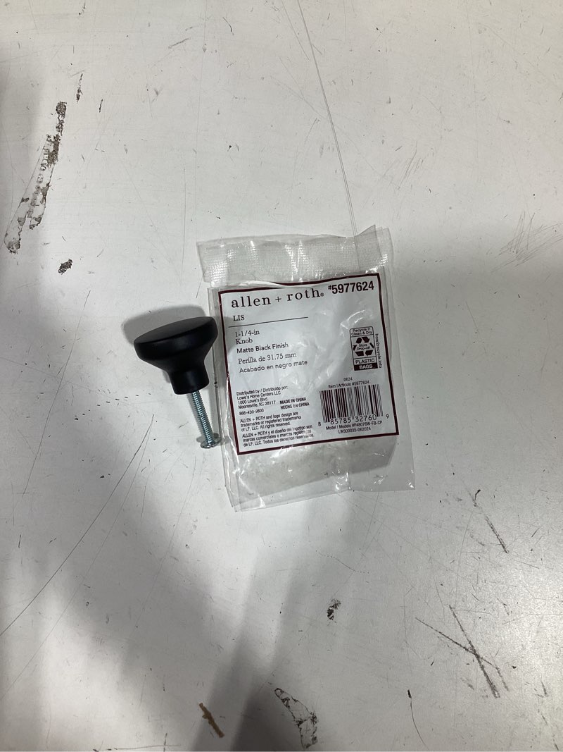 Condition photo showing Good Condition for  allen + roth lis 1-1/4-in matte black round classic cabinet knob