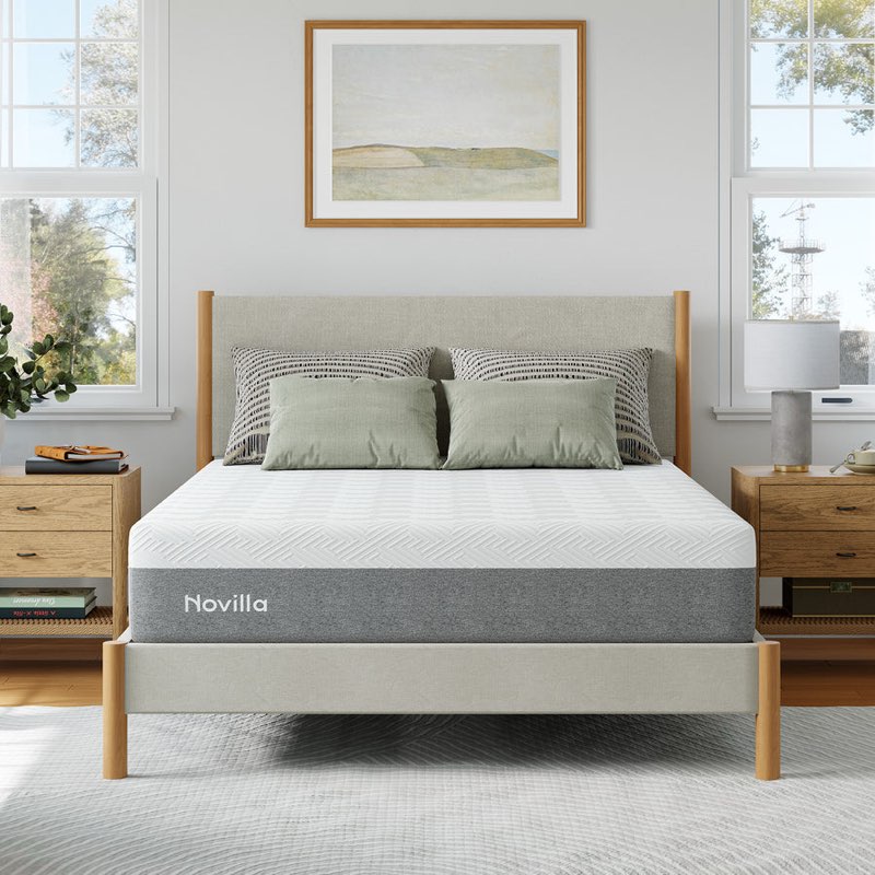 Novilla® 12-Inch Memory Foam Mattress delivers cooling gel, plush layers, and pressure relief. Ideal for side sleepers.