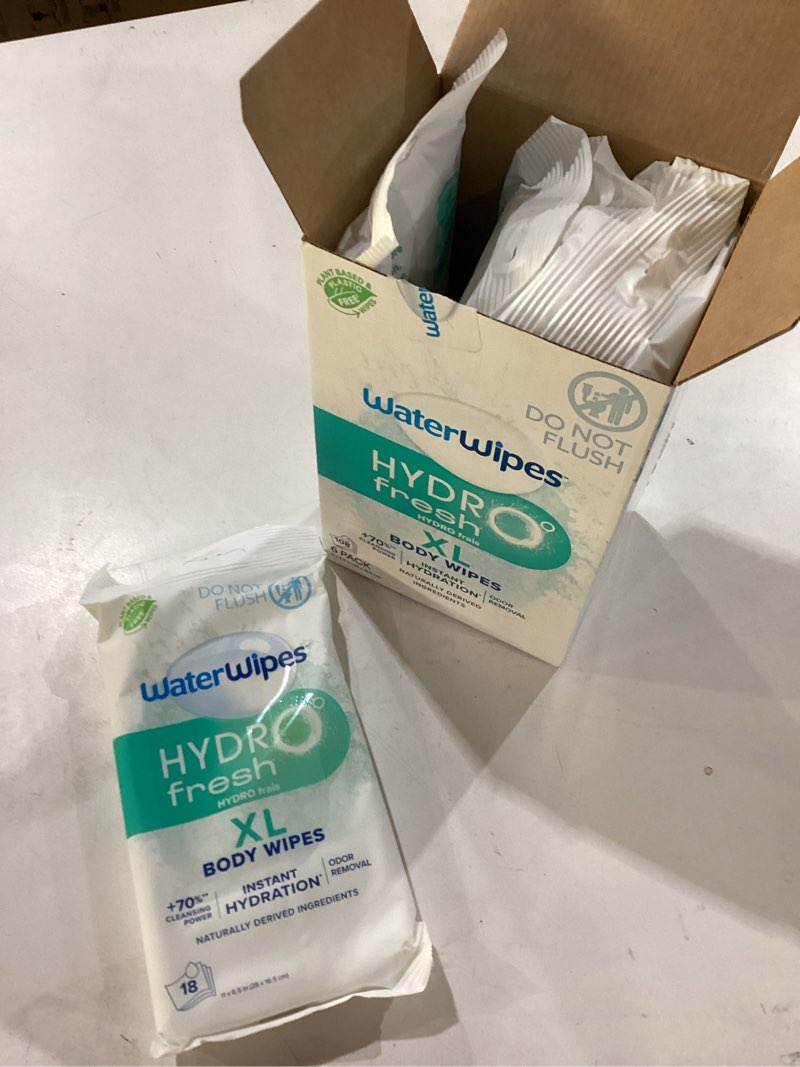 waterwipes hydrofresh refresh wipes, stay clean & refreshed, xl body cleaning wipe, instant cleanlin
