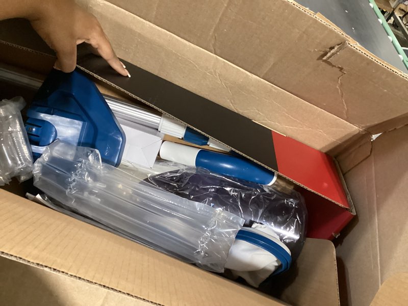 Condition photo showing Good Condition for pool vacuum for above ground pool with a telescopic pole, running time up to 1h, handheld rechargeable pool cleaner with powerful suction up to 18.5 gallons/min, ideal for leaves & debris, pc10 pc10 blue