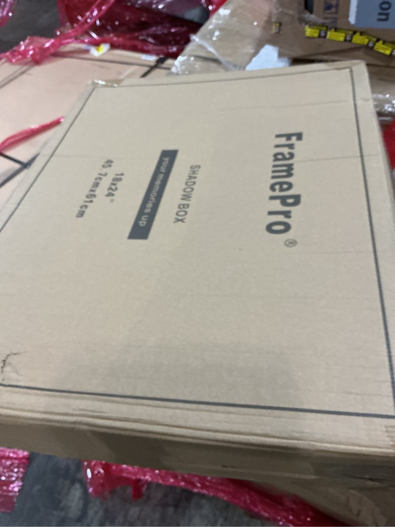 Condition photo showing New/Like New for Shadow Box Frame 18x24, Wood Shadow Box Display Case with Glass Window Metal Lock, Memory Box for Memorabilia Awards Medals Photos Black White 18*24