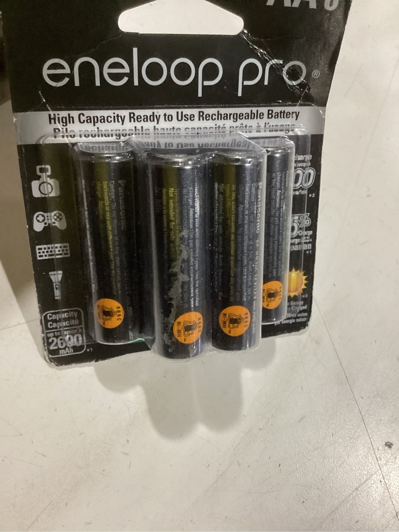 Condition photo showing New/Like New for Eneloop Panasonic BK-3HCCA6BA pro AA High-Capacity Ni-MH Pre-Charged Rechargeable Batteries, 6-Battery Pack