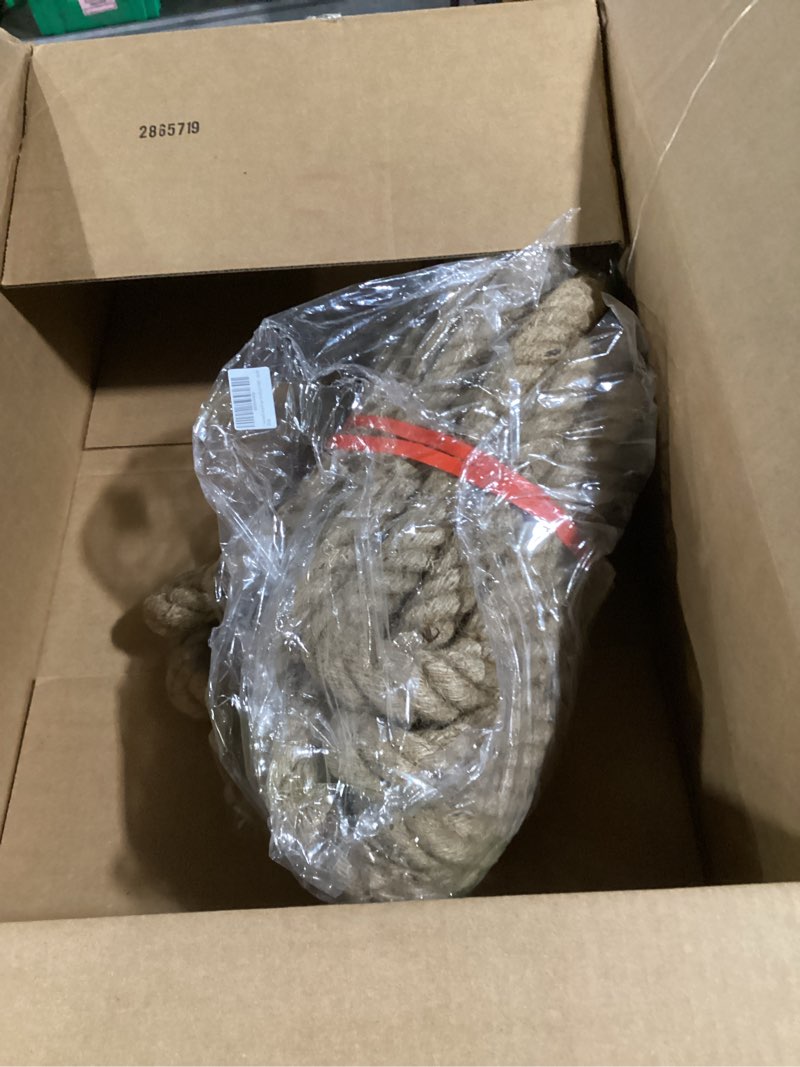 Condition photo showing As Is for jute rope,1 1/2inch x 50 ft natural twisted manila heavy duty hemp ropes for crafts,swing for tree,gardening, bundling, hammock, nautical, tug of war, railings, home decorating 1 1/2 inch x 50 ft