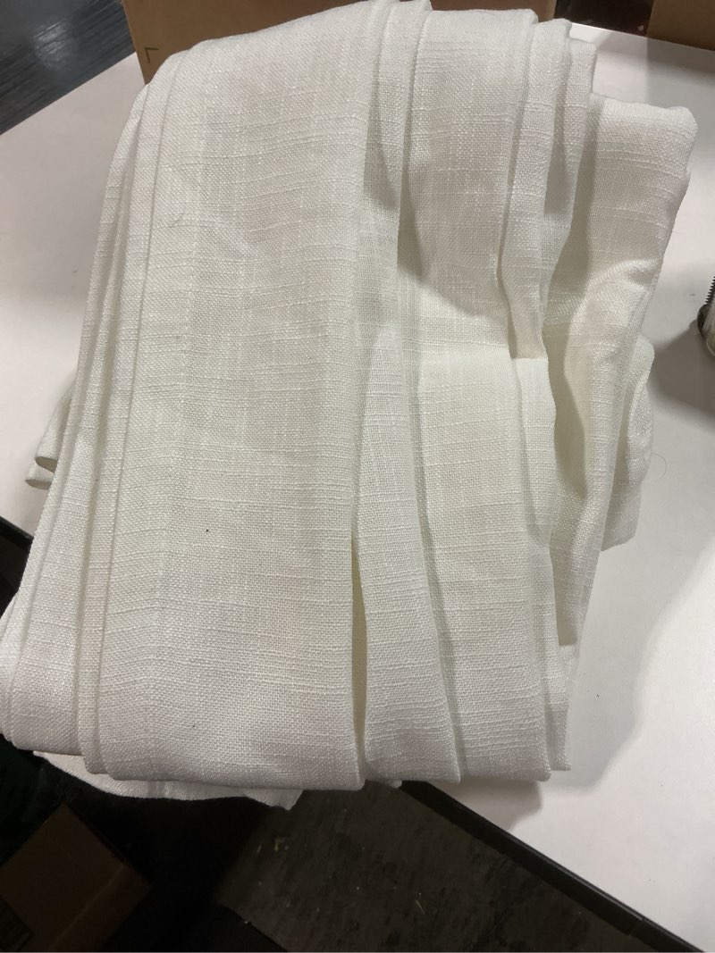 Condition photo showing As Is for Similar Guken White Linen Blackout Curtains for Bedroom 84 Inch Length 2 Panels Set Back Tab Hook Belt Linen Textured Modern Black Out Thermal Insulated Soundproof Curtains for Living Room Nursery 52x84 7Ft 52\"W x 84\"L (Pack of 2) White