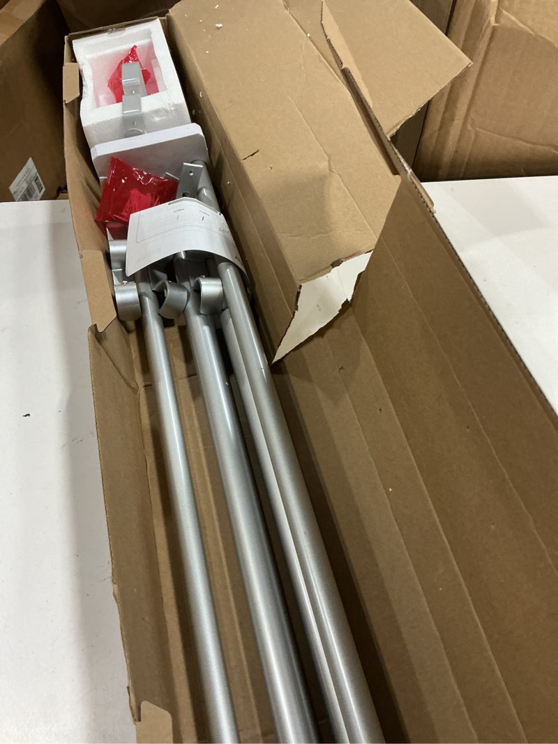 Condition photo showing As Is for 2 pack curtain rods, 1 inch telescoping drapery rod 28 to 48 inch (2.3 to 4ft), usfook curtain rods for windows 16 to 44 inches, silver translucent finials 28-48"(2 pack) silver