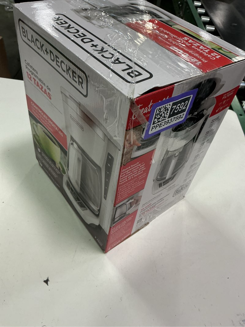 Condition photo showing As Is for BLACK+DECKER CM1160W-1 CM1160W 12-Cup Programmable Coffeemaker, White/Stainless Steel