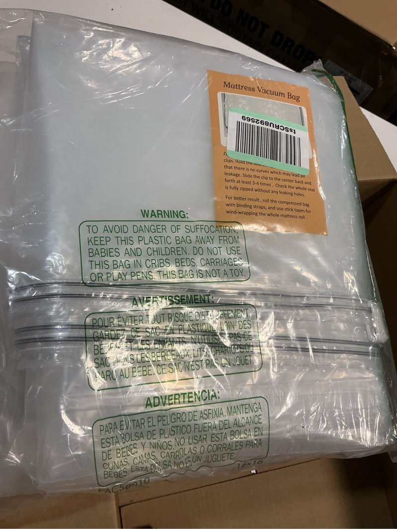 Condition photo showing New/Like New for Mattress vacuum bag (unknown size)(similar to stock photo)