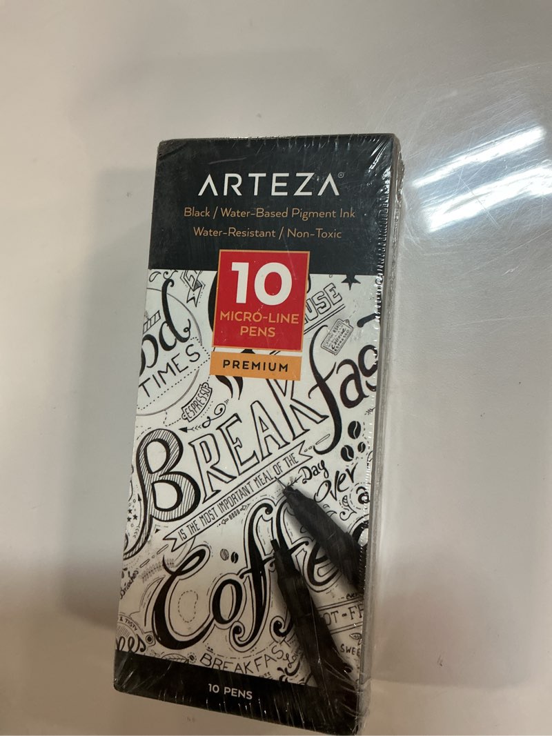 ARTEZA Micron Pens, Set of 10 Black Ink Archival Fineliners, Quick-Dry, Assorted Sizes Calligraphy P