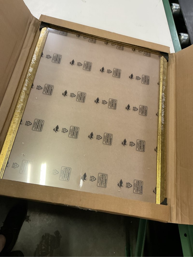 Condition photo showing Good Condition for wood 14x18 frame gold, ornate natural 18x14in poster picture frame, modern golden 14 x 18inch gallery wall photo frame with hd plexiglass, horizontal vertical wall mounting display 1pcs gold 14x18