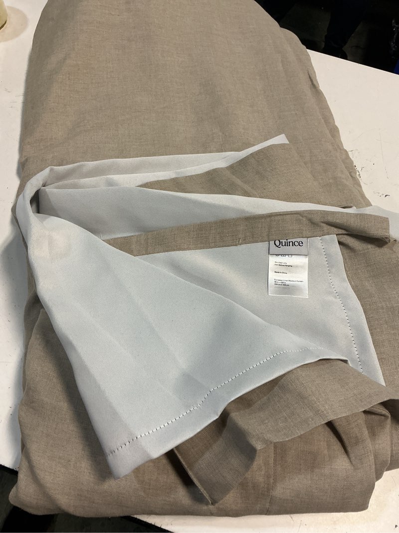 Condition photo showing Good Condition for quince 1 panel european linen true blackout curtain 96in x 120 in flax color