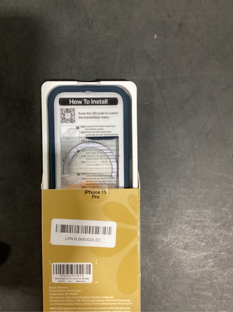 Condition photo showing Good Condition for miracase magnetic for iphone 15 pro case [compatible with magsafe] full-body phone case with built-in glass screen protector& camera protector, military drop proof 15 pro cover 6.1 inch, storm blue iphone 15 pro magnetic blue