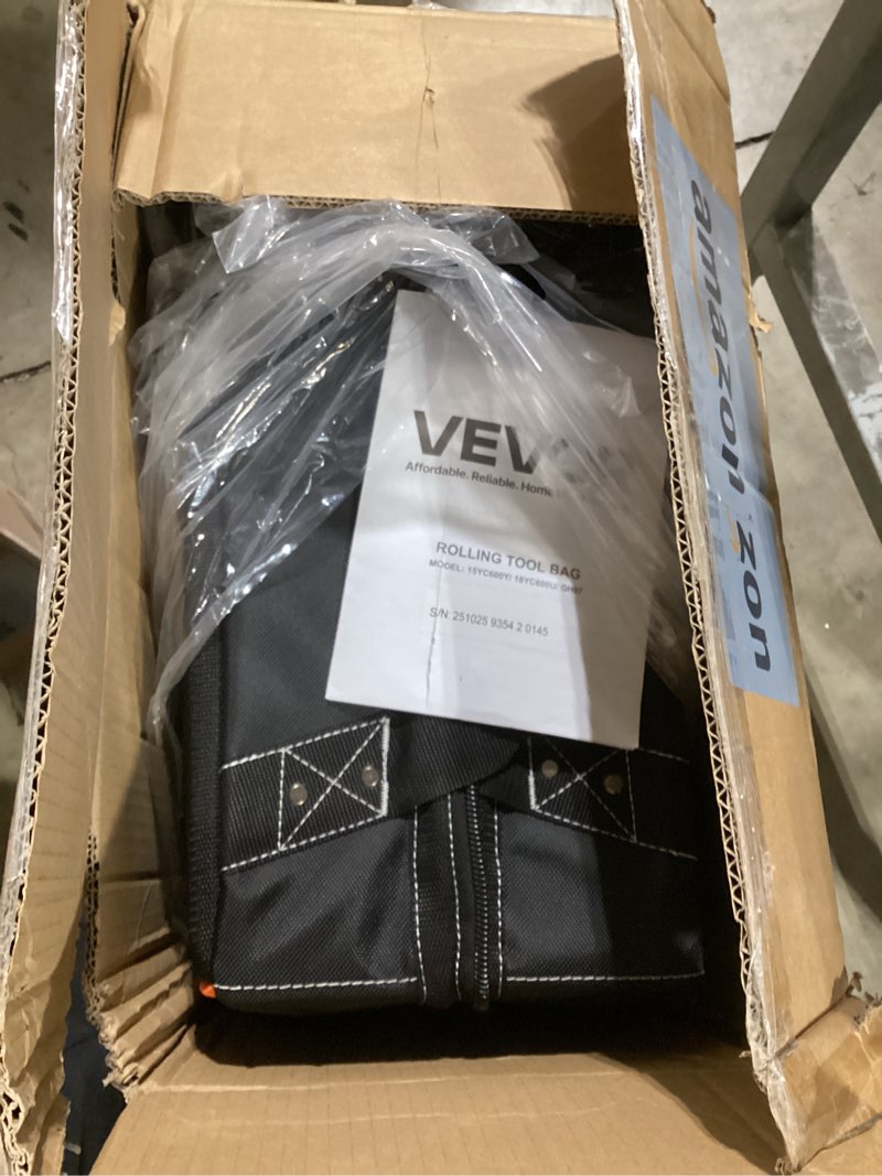 Condition photo showing Good Condition for VEVOR 18" Rolling Tool Bag, 110lbs Load Capacity, 25Pockets Heavy Duty Roller Tool Bag w/Adjustable Telescoping Handle & Stable Base, Toolbag Organizers with Wheels for Electrician, Construction
