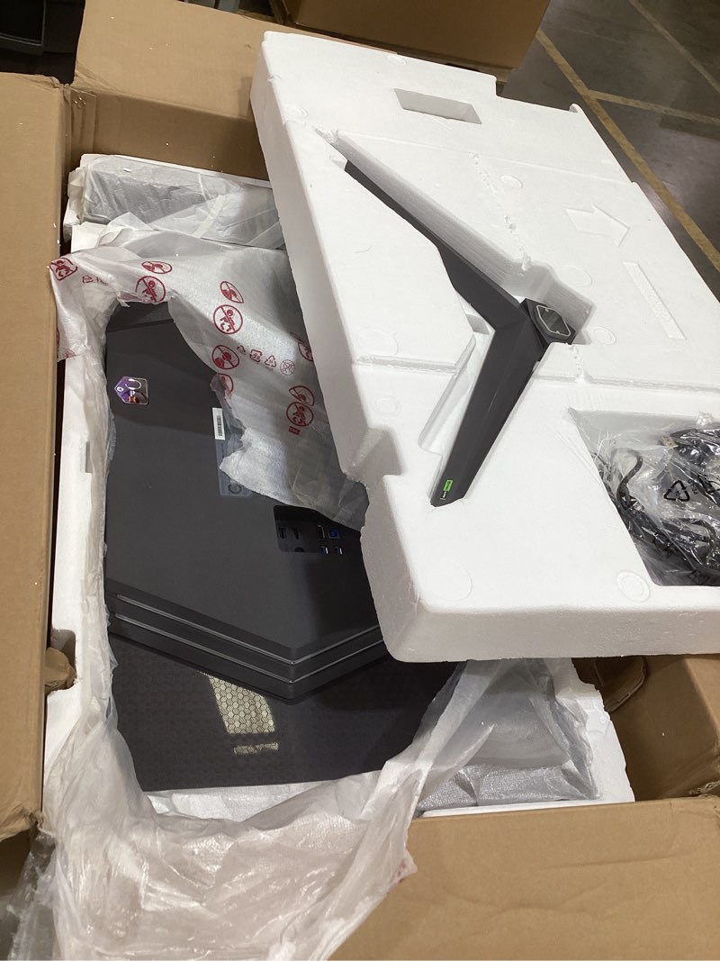 Condition photo showing As Is for lg 32" ultragear 4k uhd (3840x2160) gaming monitor, 144hz, 1ms, vesa displayhdr 400, g-sync and amd freesync premium, hdmi 2.1, displayport, 4-pole hp out dts hp:x, tilt/height/pivot stand, black 32 inch monitor