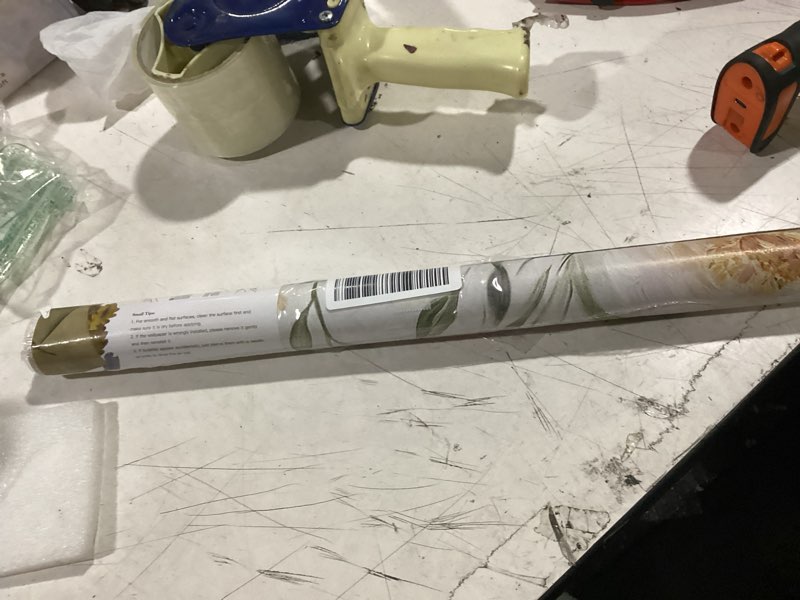 Condition photo showing As Is for heroad floral wallpaper pink flower peel and stick wallpaper peony contact paper removable self adhesive wall paper for bedroom cabinets bathroom girl nursery living room vinyl rolls 17.3''x 78.7'' 17.3" x 78.7" pink and green