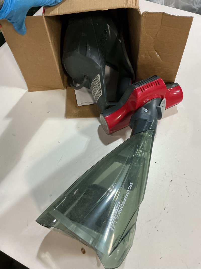 Condition photo showing As Is for dirt devil scorpion plus handheld vacuum cleaner, powerful suction, lightweight, includes pivoting stair and upholstery tool, crevice tool, corded portable vacuum cleaner one size