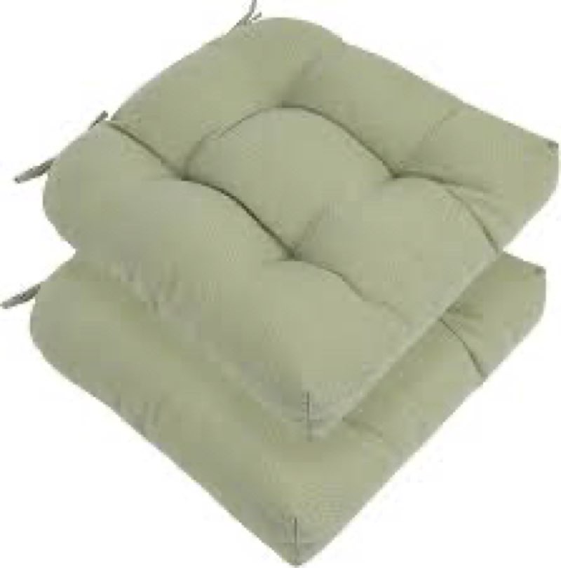 IN4 Care Indoor/Outdoor Tufted Seat Cushions with Ties Set of 2, 19"x19" Chair Cushions for Dining C