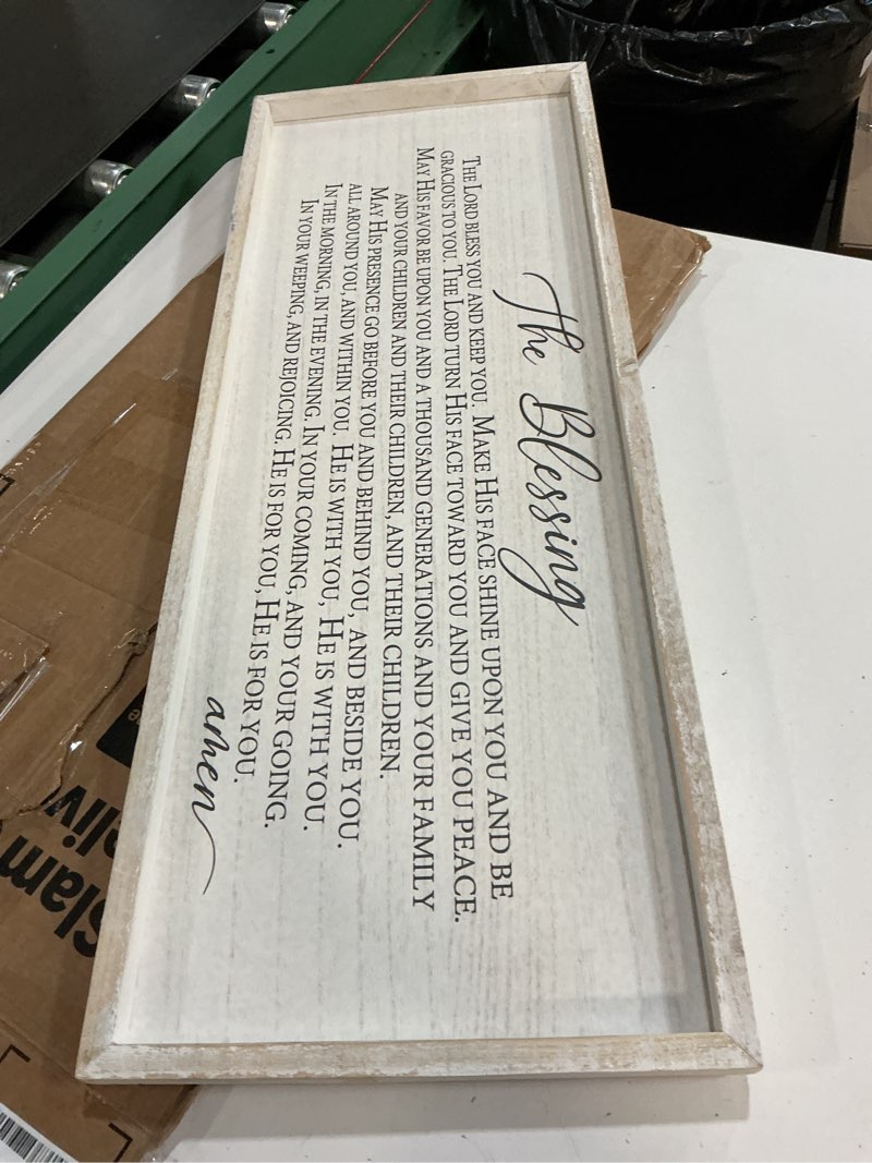 Condition photo showing Good Condition for rlwangchao the blessing wall art 32x12 inch may the lord bless you and keep you scripture sign wood christian living room bible verse wall decor hanging decoration (white) 32"l x 12"w the lord bless you and keep you (white)