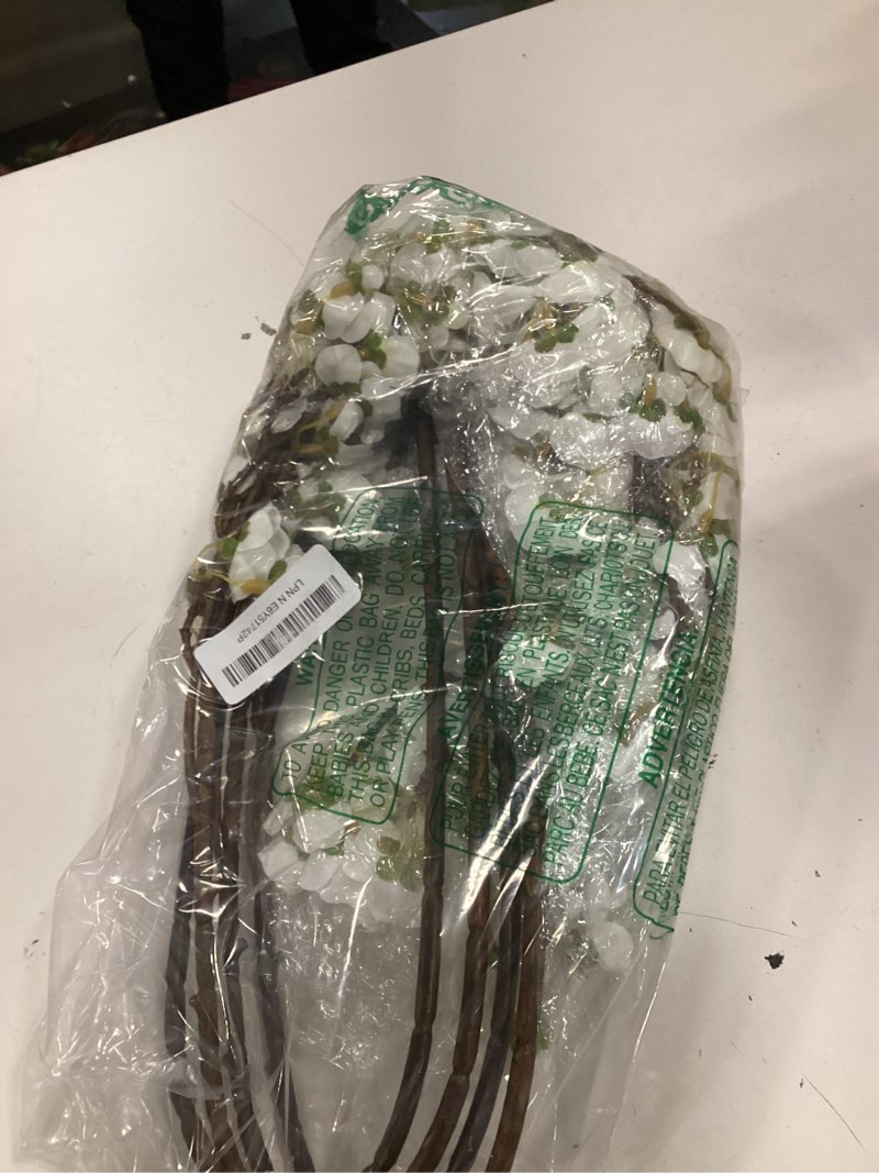 Condition photo showing Good Condition for sggvecsy artificial cherry blossom flowers 4 pcs faux cherry blossom stems faux silk cherry blossom branches 41’’ fake flowers long stems for vase arrangements home wedding table decor (white) new white