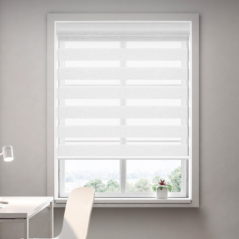 Pesalco Zebra Roller Shades, Cordless Zebra Blinds for Window, Dual Layer Roller Window Blinds for I