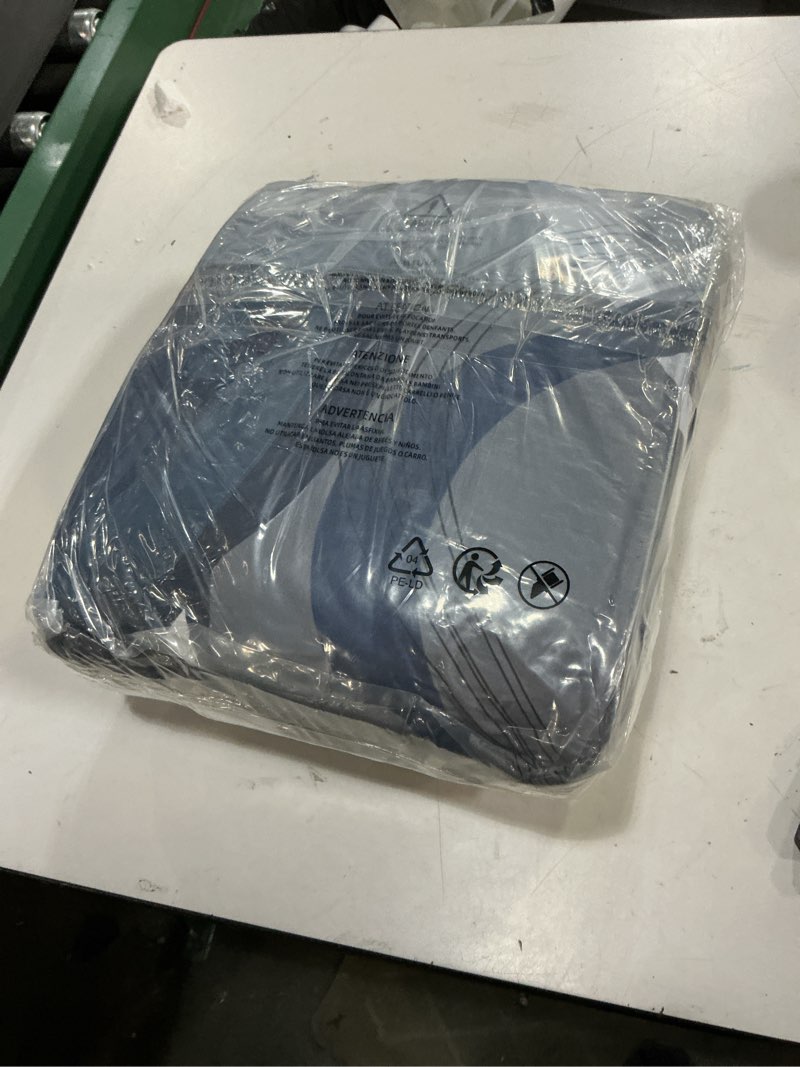 Condition photo showing Good Condition for anibedding navy blue comforter set queen size,8 pieces boho bed in a bag patchwork striped comforter set, soft microfiber bedding set for all season(90"×90") navy blue queen