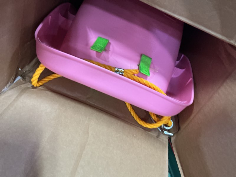 Condition photo showing Good Condition for little tikes snug 'n secure pink swing with adjustable straps, 2-in-1 for baby and toddlers ages 9 months - 4 years,16"d x 16.3"w x 17"h