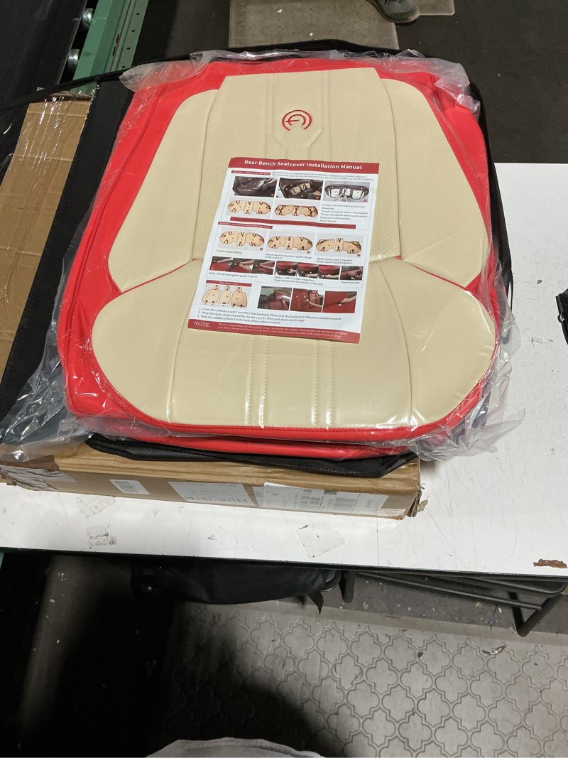 Condition photo showing New/Like New for aoog front seat covers, car seat covers front seats, leather seat covers for cars, waterproof seat covers with lumbar support universal fit for most cars suv trucks(front pair, red)