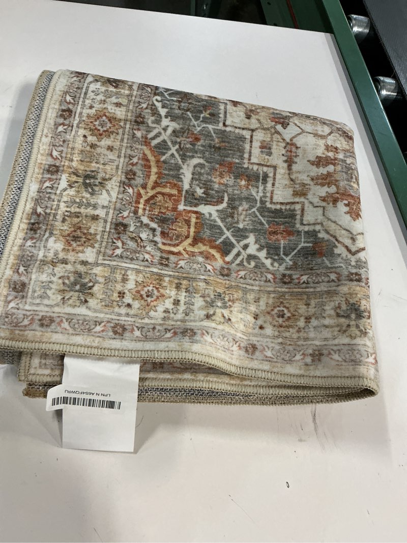 Condition photo showing Good Condition for Madane Runner Rug 2x8, Washable Hallway Runner Rugs, Non-Slip Low-Pile Soft Kitchen Rug Runner Laundry Room Rug, Vintage Throw Entry Foyer Mat for Entrance Living Room (Turmeric/Grey, 2 x 8) Turmeric/Grey 2' x 8' (Runner)
