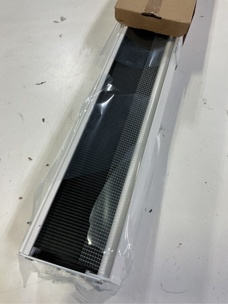 Condition photo showing New/Like New for cordless zebra blinds for windows free-stop zebra shades dual layer light filtering blackout shades room darkening window blinds for home (25" w x 72" h, black) 25"w x 72"h cordless black