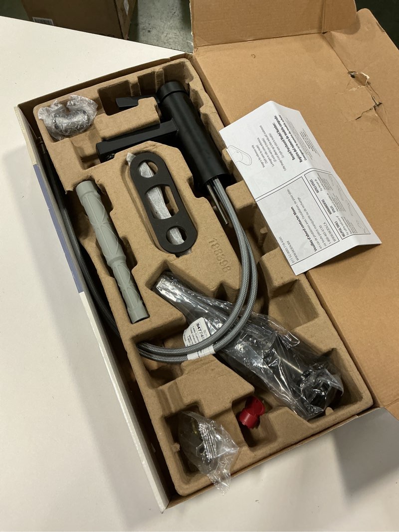 Condition photo showing New/Like New for Moen Beric Matte Black Modern One-Handle Single Hole Bathroom Faucet with Drain Assembly and Optional Deckplate for Your Bath Sink, 84774BL