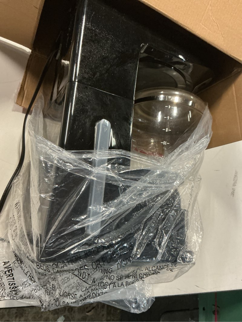 Condition photo showing As Is for Hamilton Beach 12 Cup Programmable Drip Coffee Maker, Brew Options, Glass Carafe (46299), Black with Stainless Accents