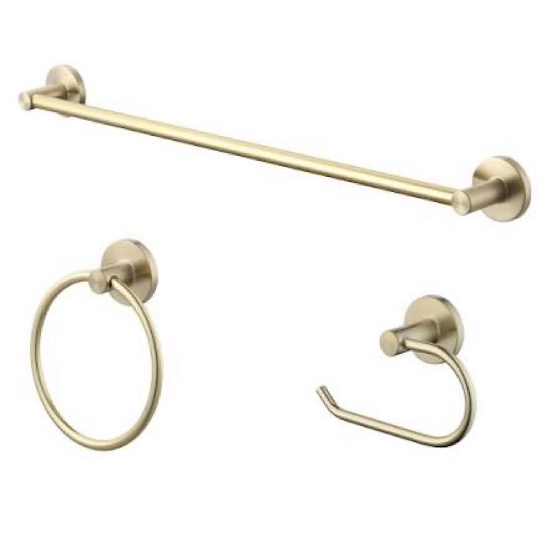 Mainstays Modern Round 3-Piece Bath Accessory Kit in Matte Gold
