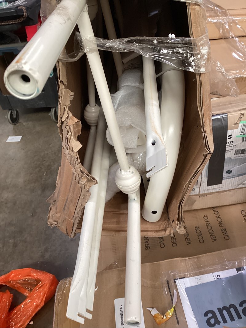 Condition photo showing As Is for as is, incomplete, missing parts, used, color differs from stock photo!! queen size metal platform bed frame/victorian style headboard and footboard/steel slat support/easy assembly/no box spring needed/underbed storage/noise free/black queen size victorian