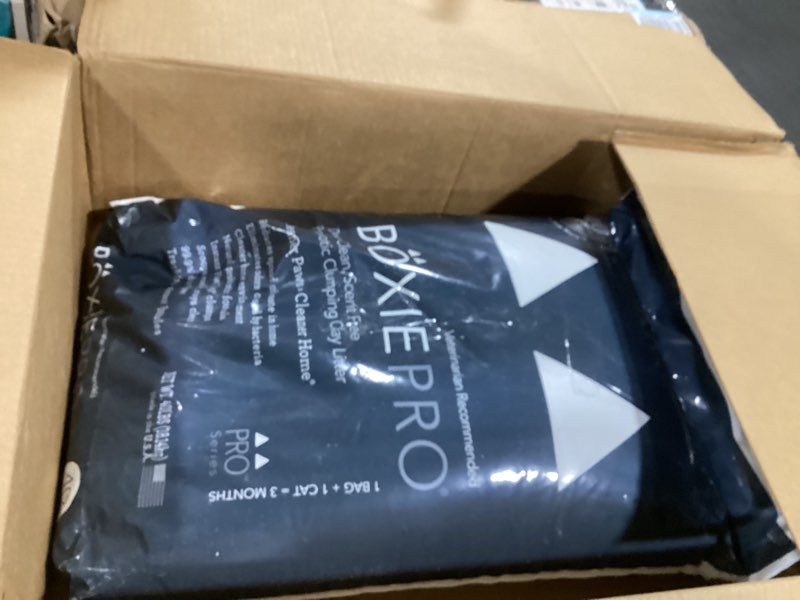 Condition photo showing Good Condition for boxie probiotic cat litter, 40 day odor control, clumping clay kitty litter, odor eliminating probiotics, dust-free, no fragrances no fillers, 40 lb pro 40 lb