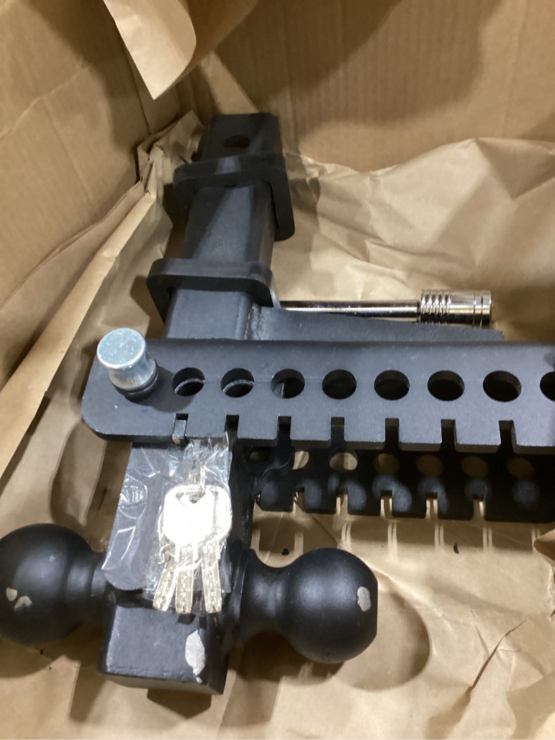 Condition photo showing As Is for adjustable trailer hitch, drop hitch for 2 inch receiver, 6" drop/rise, (2" & 2-5/16") ball hitch for truck, 20000 lbs gtw, slot-fit & anti-rattle design trailer hitches, anti-theft pin