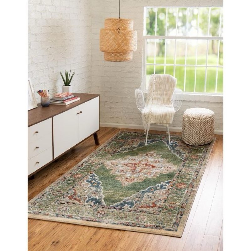 unique loom isabella collection area rug - rossellini (3' 3" x 5' 3" rectangle green/blue)