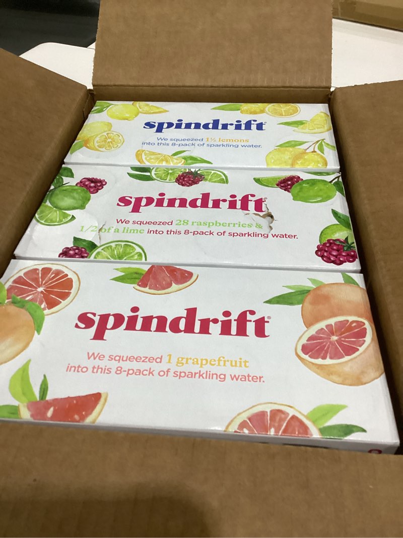 Spindrift Real Fruit Sparkling Seltzer Water, Lemon/Grapefruit/Cucumber/Raspberry Lime (Pack of 24)