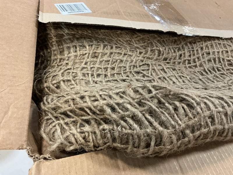 Condition photo showing As Is for burlap natural jute netting – 48" wide biodegradable mesh fabric for erosion control, mulch retention, landscaping, fishing net decor, pirate and ocean party decorations, and diy crafts, 30 ft