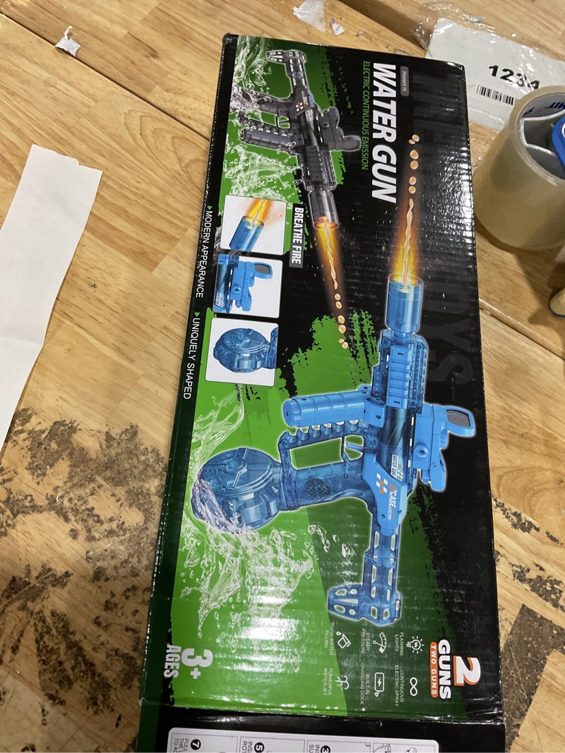Condition photo showing As Is for electric water gun for adults & kids, powerful automatic squirt water guns with sound & led flashing, 32ft long range, summer outdoor water toys for pool beach party gifts for boys & girls(2 pack) 1blue + 1green