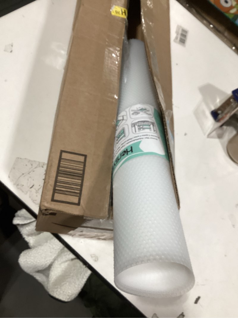 Condition photo showing Good Condition for Hersvin Shelf Liners, 20in x 20ft Kitchen Drawer Mats, Non-Adhesive EVA Cupboard Protector, Cabinet Lining, Refrigerator Liner (Clear Dot) Clear Dot 20"W x 240"L