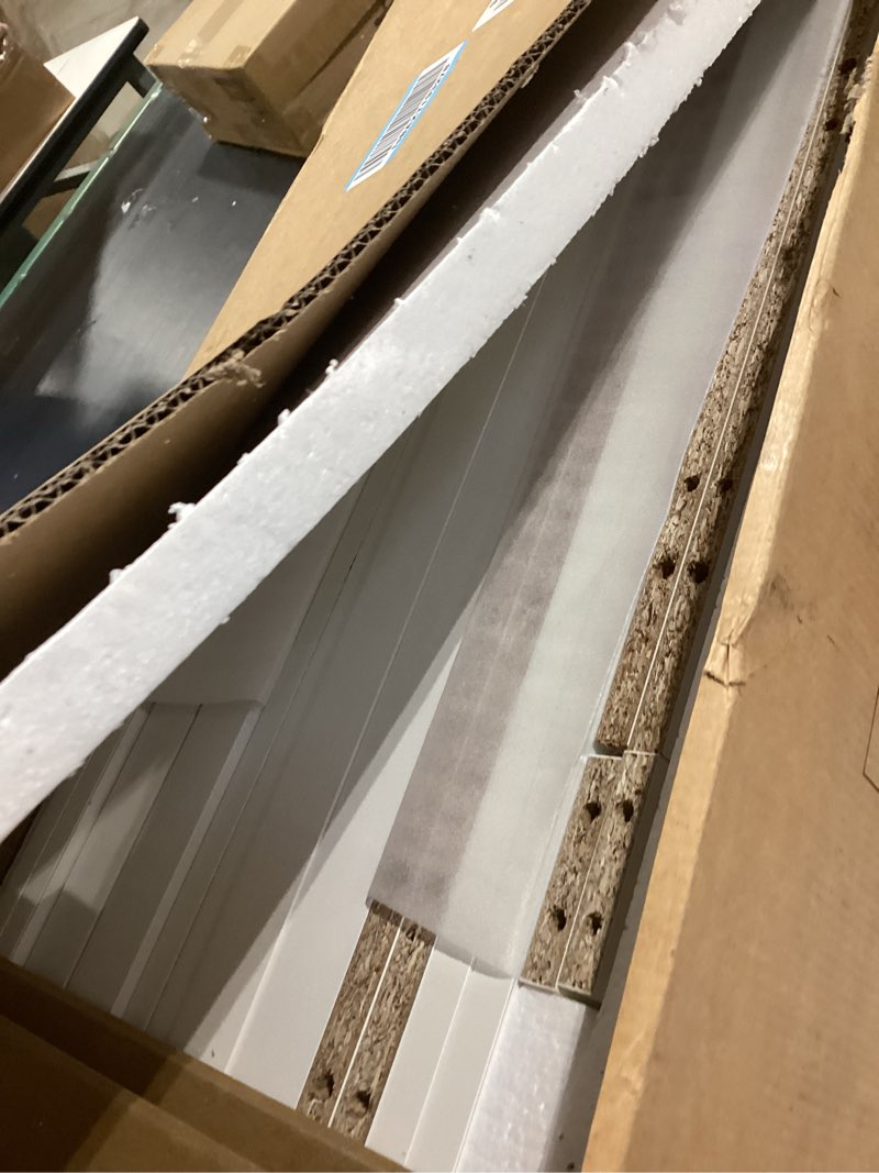 Condition photo showing As Is for Narrow Side Table for Small Spaces, White Side Table with Drawer, Slim Bed Side Table/Night Stand Set of 2, Couch Side Table 2 set White INCOMPLETE 