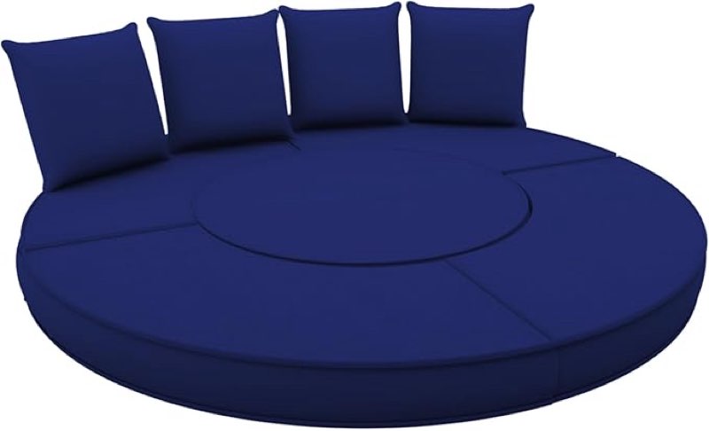 patelai 66" outdoor daybed cushion cover round replacement with 4 pcs pillow covers waterproof fade 