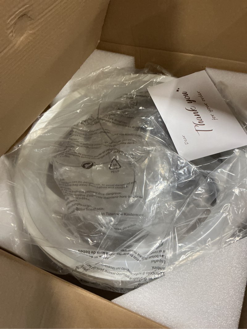 Condition photo showing Good Condition for Ceiling Fan with Light and Remote, 19" Low Profile Flush Mount, 6-Speed, DC Motor, Dimmable 3000K-6500K LED, Walnut Fandelier Ceiling Fan for Bedroom, Dining Room, Small Room Walnut 19 inch