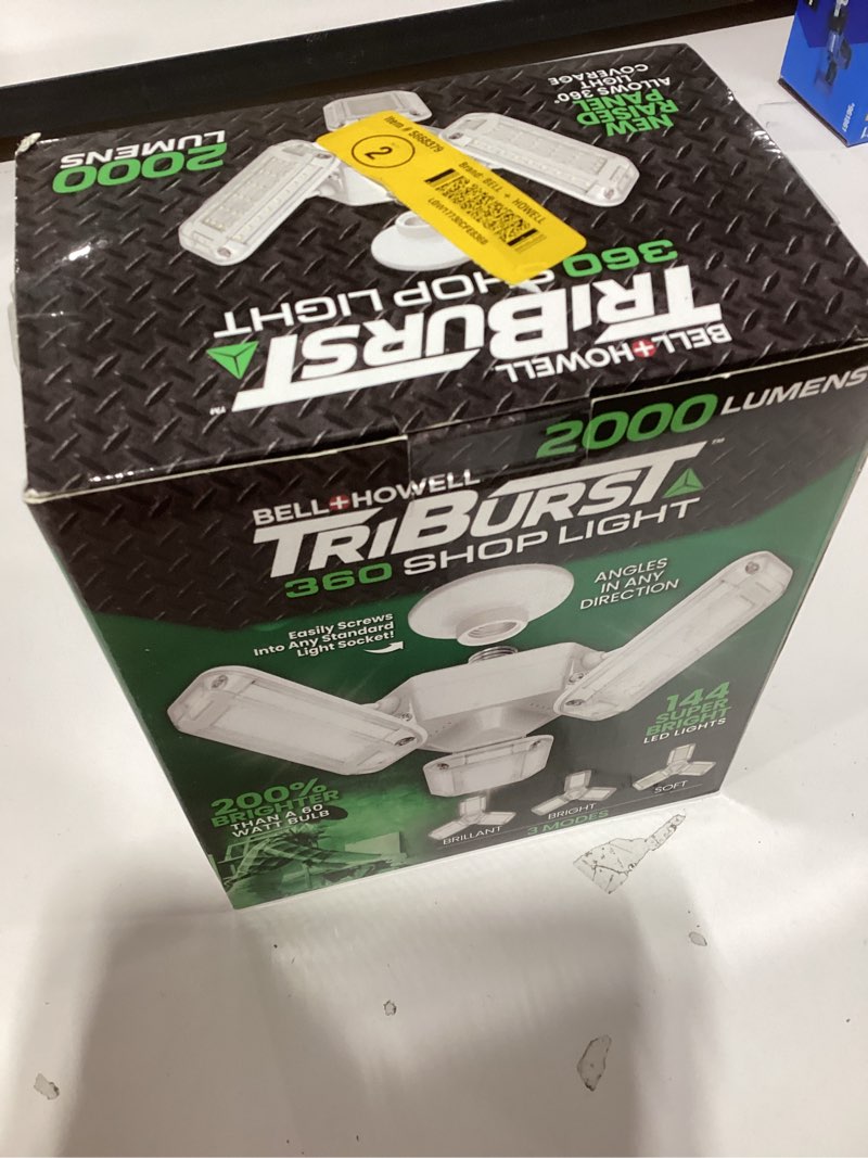 Condition photo showing As Is for bell + howell 2000 -lumens led screw-in ceiling-mounted work light