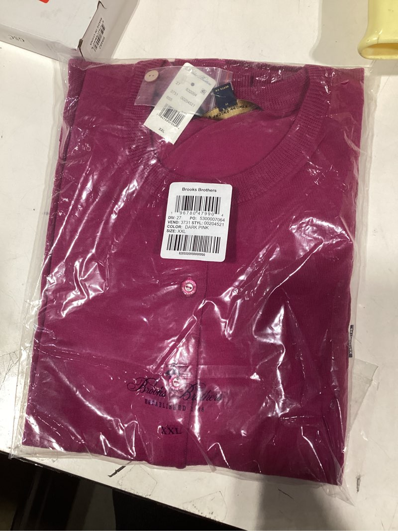 Brooks Brothers Women's Merino Wool Cardigan Sweater, Magenta, XX-Large