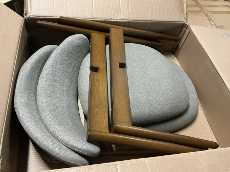 Condition photo showing As Is for COLAMY Wooden Dining Chairs Set of2, Modern Fabric Upholstered Kitchen Chairs, Farmhouse Dining Room Chair with Foot Pegs, Camel Camel Set of 4 Wooden Dining Chairs