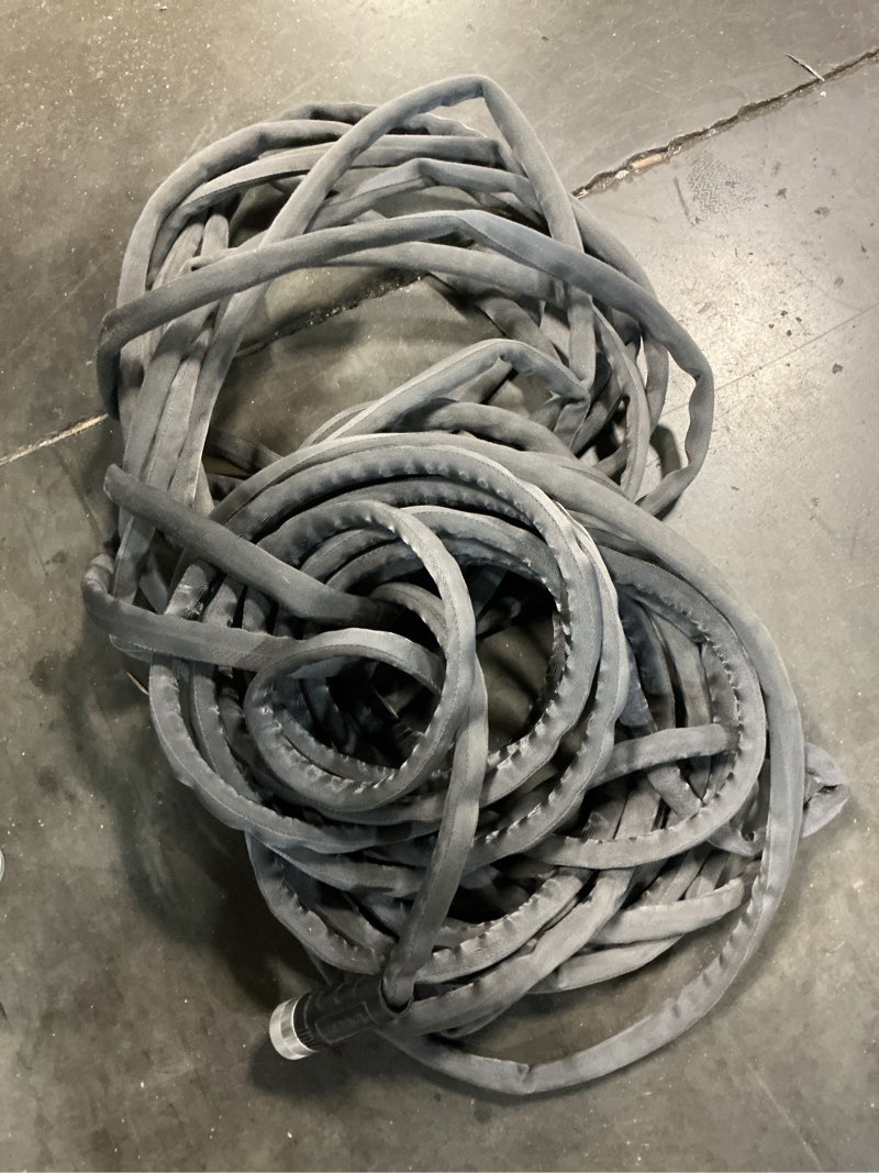 Condition photo showing As Is for zero-g teknor apex 5/8-in x 50-ft premium -duty kink free woven gray hose